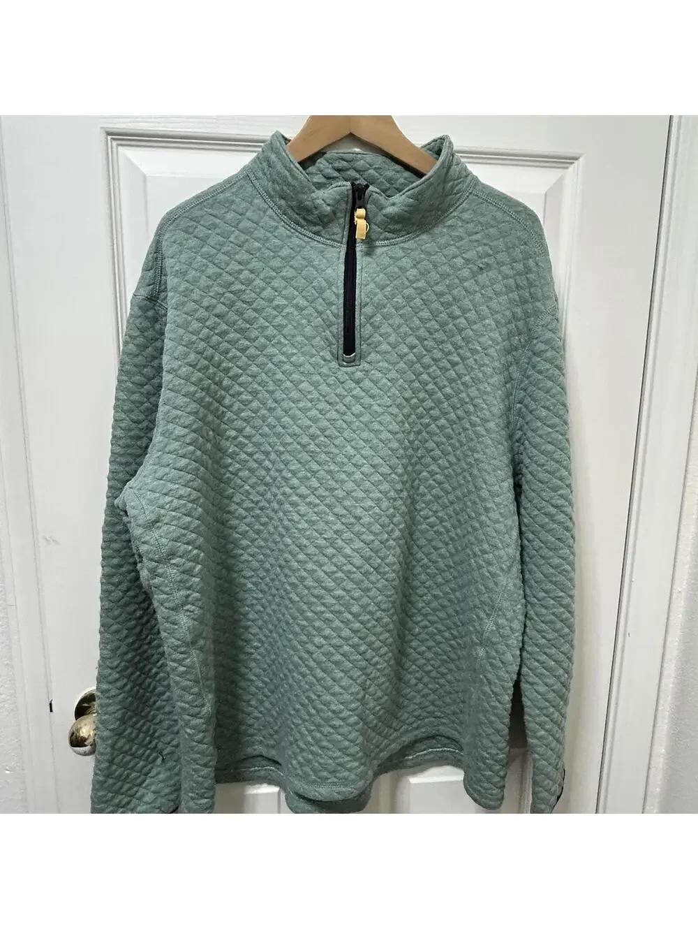 J.Crew Blue Quilted Authentic Fleece 1/4 Zip Pullover XXL
